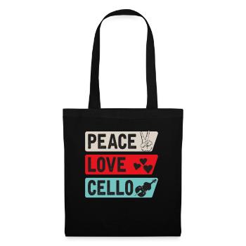 Peace Love Cello Guitar Music Instrument - Tote Bag - black - Front