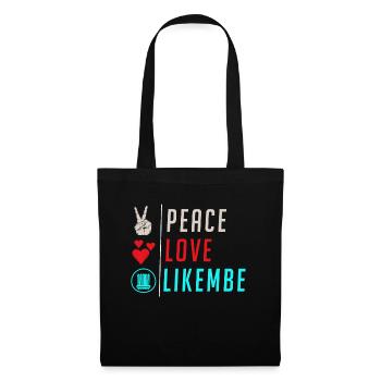 Peace Love Likembe Musical Instrument - Stoffbeutel - Schwarz - Vorne