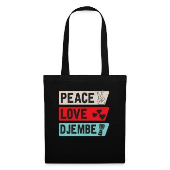 Peace Love Djembé Instrument de tambour - Sac en tissu - noir - Devant