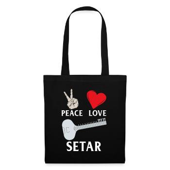 Peace Love Setar Instrument - Sac en tissu - noir - Devant