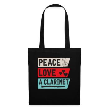 Peace Love A Clarinet Musical Instrument - Stoffbeutel - Schwarz - Vorne