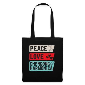 Peace Love Checngong Harmonica Music - Tote Bag - black - Front