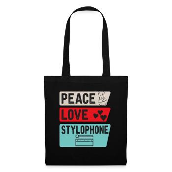 Peace Love Stylophone Instrument de musique - Sac en tissu - noir - Devant