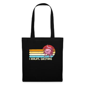 I Axolotl Fragen retro Ich stelle viele Fragen - Stoffbeutel - Schwarz - Vorne