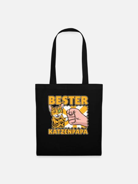 Katze Katzenpapa - Stoffbeutel - Schwarz