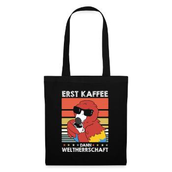 Papagei Kaffee-Sonnenbrille - Stoffbeutel - Schwarz - Vorne