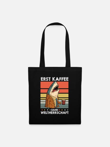 Haifisch Kaffee - Stoffbeutel - Schwarz