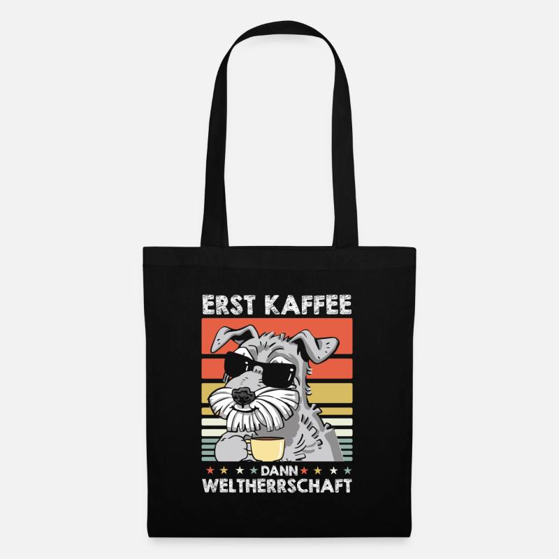 Schnauzer Hund Kaffee-Sonnenbrille - Stoffbeutel - Schwarz