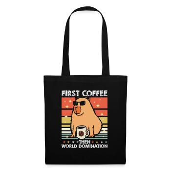Capybara Wasserschwein Sonnenbrille Kaffee - Stoffbeutel - Schwarz - Vorne