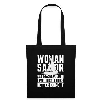 Voilier à voile drôle - Sac en tissu - noir - Devant