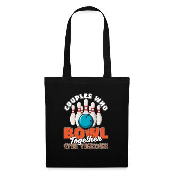 Bowling Bowlen Bowler Paar - Stoffbeutel - Schwarz - Vorne