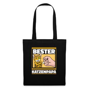 Katze Katzenpapa - Stoffbeutel - Schwarz - Vorne