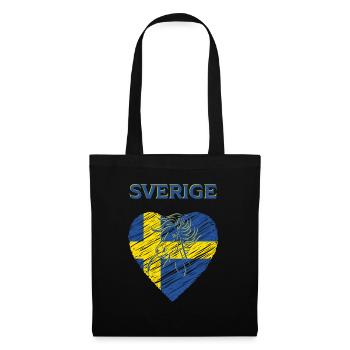 Sverige Schweden schwedische Dala Pferd Dalapferd - Stoffbeutel - Schwarz - Vorne