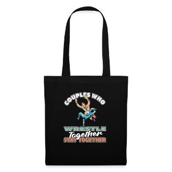 Wrestling Wrestler Paar - Stoffbeutel - Schwarz - Vorne