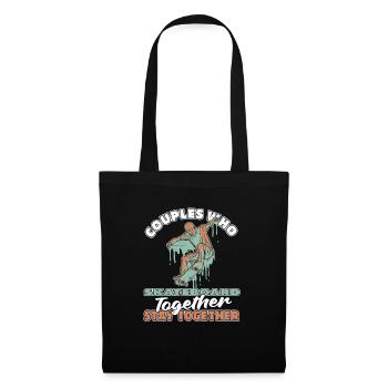 Couple de skateboard - Sac en tissu - noir - Devant