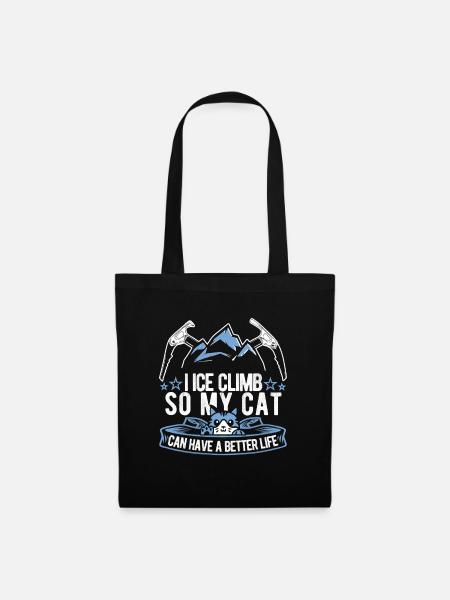 Eisklettern Katze - Stoffbeutel - Schwarz