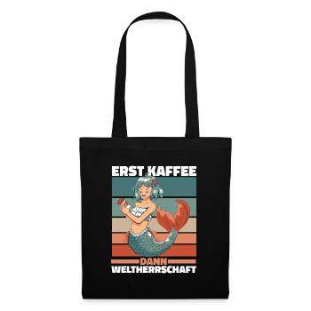 Meerjungfrau Nixe Sonnenbrille Kaffee - Stoffbeutel - Schwarz - Vorne