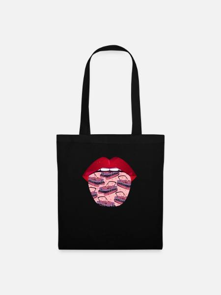 Pontonboot Lippen - Stoffbeutel - Schwarz