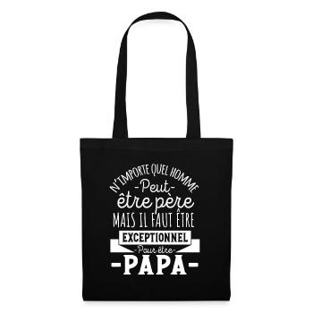 Papa Exceptionnel Humour Cadeau Fête Des Pères - Sac en tissu - noir - Devant