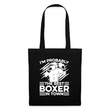 Boxe Boxeur Drôle - Sac en tissu - noir - Devant