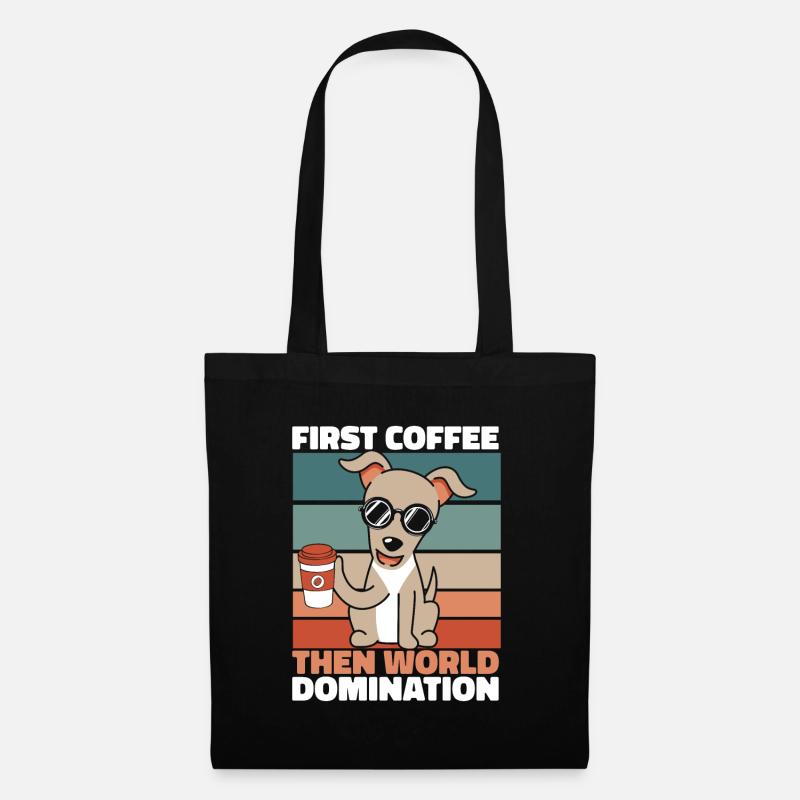 Greyhound Windhund Kaffee - Stoffbeutel - Schwarz