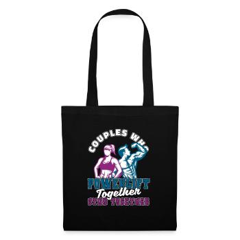 Powerlifting Powerlifter Paar - Stoffbeutel - Schwarz - Vorne