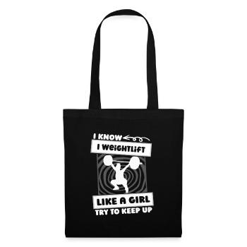Gewichtheben Gewichtheber Mädchen - Stoffbeutel - Schwarz - Vorne