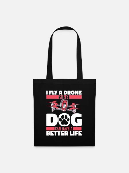 Drohne Quadrocopter Hund - Stoffbeutel - Schwarz