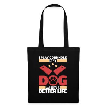 Cornhole Sackloch Spiel Hund - Stoffbeutel - Schwarz - Vorne