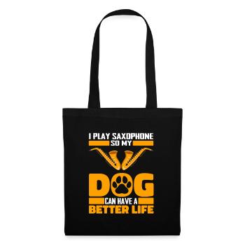Saxophone Saxophone Chien - Sac en tissu - noir - Devant