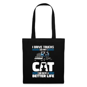 Truck Driver Trucker Truck Driver Cat - Tote Bag - black - Front