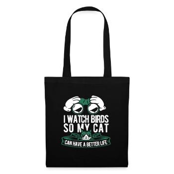 Vogelbeobachter Katze - Stoffbeutel - Schwarz - Vorne