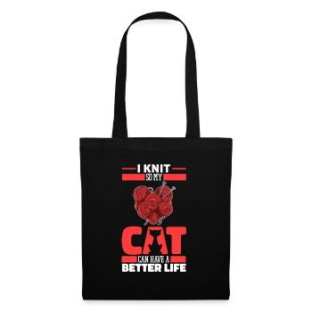 Knitting Cat - Tote Bag - black - Front
