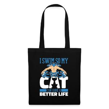 Swimming Swimmer Cat - Tote Bag - black - Front