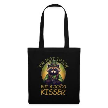 I'm not Irish but a good Kisser Raccoon St. Patty - Stoffbeutel - Schwarz - Vorne