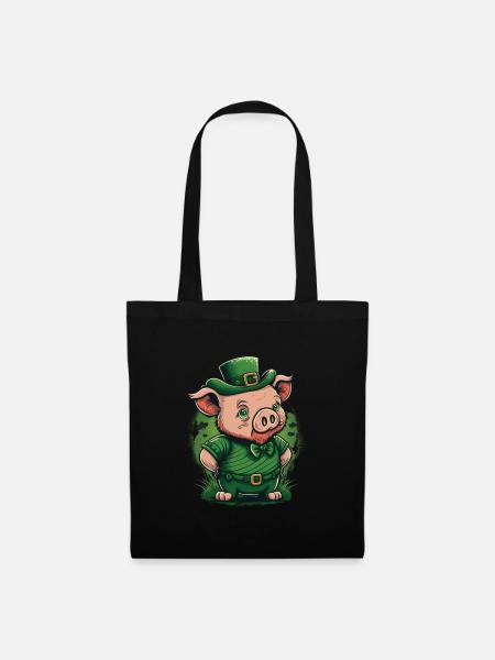 Schwein St. Patty - Stoffbeutel - Schwarz