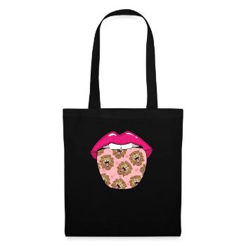 Löwe Zunge - Stoffbeutel - Schwarz - Vorne