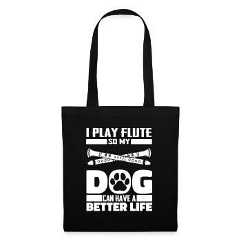 Chien flûtiste flûtiste - Sac en tissu - noir - Devant
