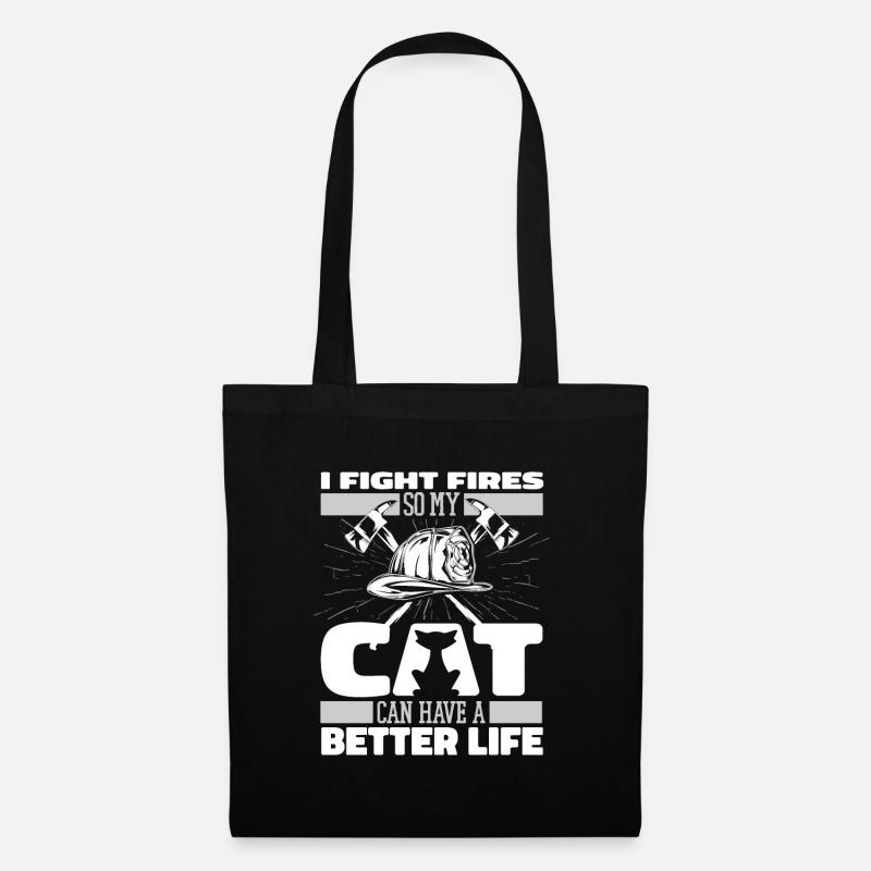 Feuerwehrmann Katze - Stoffbeutel - Schwarz