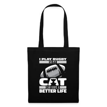 Rugby Katze - Stoffbeutel - Schwarz - Vorne