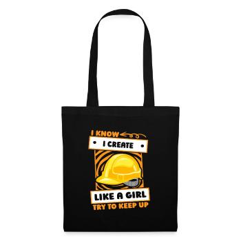 Fille ingénieur - Sac en tissu - noir - Devant