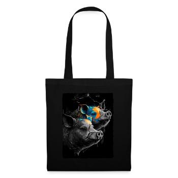 Portrait astucieux de deux cochons - Sac en tissu - noir - Devant