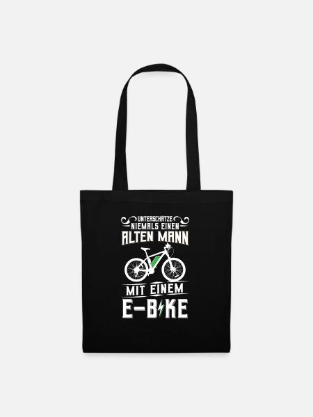 Unterschätze Niemals Einen Alten Mann Mit E-Bike - Stoffbeutel - Schwarz