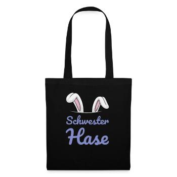 Schwester Hase Ostern Familienoutfit Osterhase - Stoffbeutel - Schwarz - Vorne