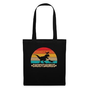 Daddysaurus T-Rex Retro Vatertag Dinosaurier Papa - Stoffbeutel - Schwarz - Vorne