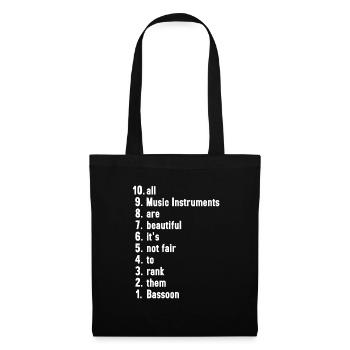 Drôles de musiciens Dictons Basson d’instruments de musique - Sac en tissu - noir - Devant