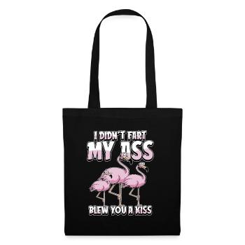 Flamant rose, je n’ai pas pété mes fesses, je t’ai soufflé un baiser - Sac en tissu - noir - Devant