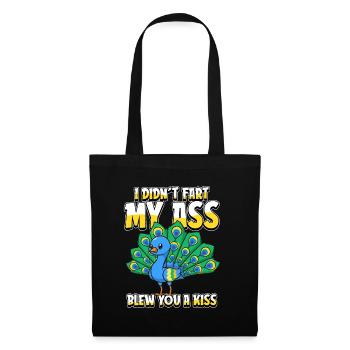 Oiseau paon Je n’ai pas pété mes fesses Je t’ai soufflé un baiser - Sac en tissu - noir - Devant
