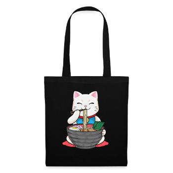 Winkende Katze Ramen Japan Nudelsuppe - Stoffbeutel - Schwarz - Vorne