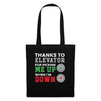 Thanks to the elevator that catches me when I - Tote Bag - black - Front